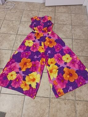 Hilo Hattie Wide Leg Palazzo  Style Floral Pantsuit Size 10 Resort